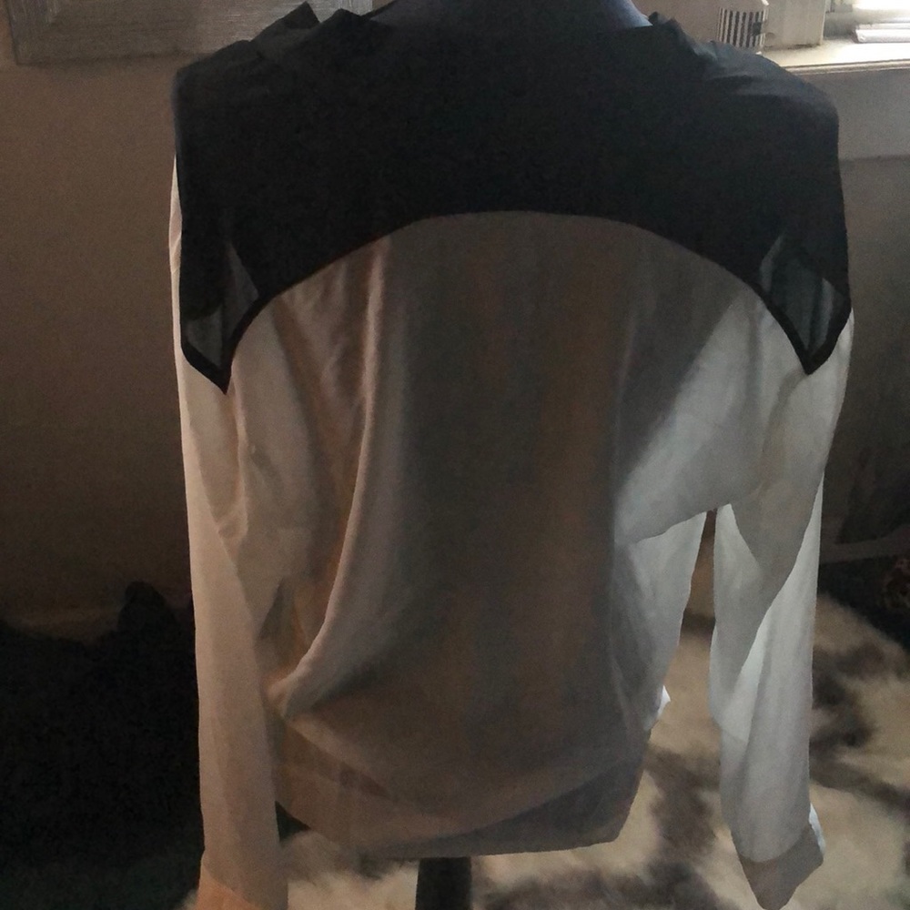 Black & white silk blouse